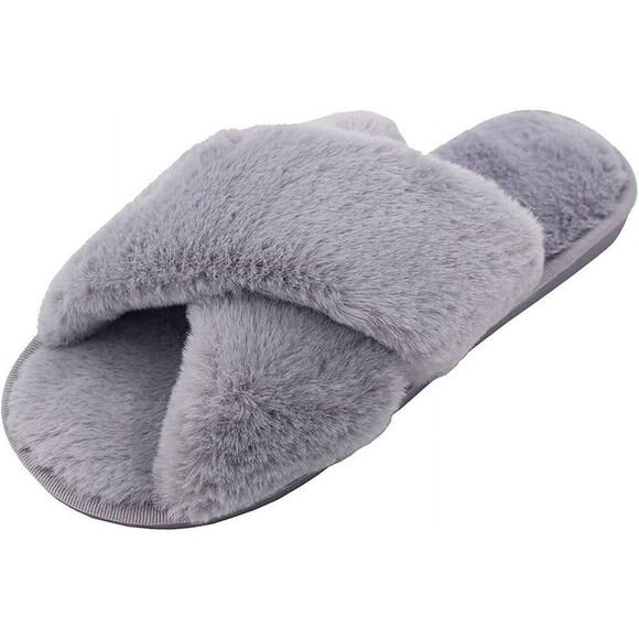 ASNY Shoes - COPY - ASNY Fiona Women Cross Band Slippers Soft Plush Furry Cozy Open Toe Hous…